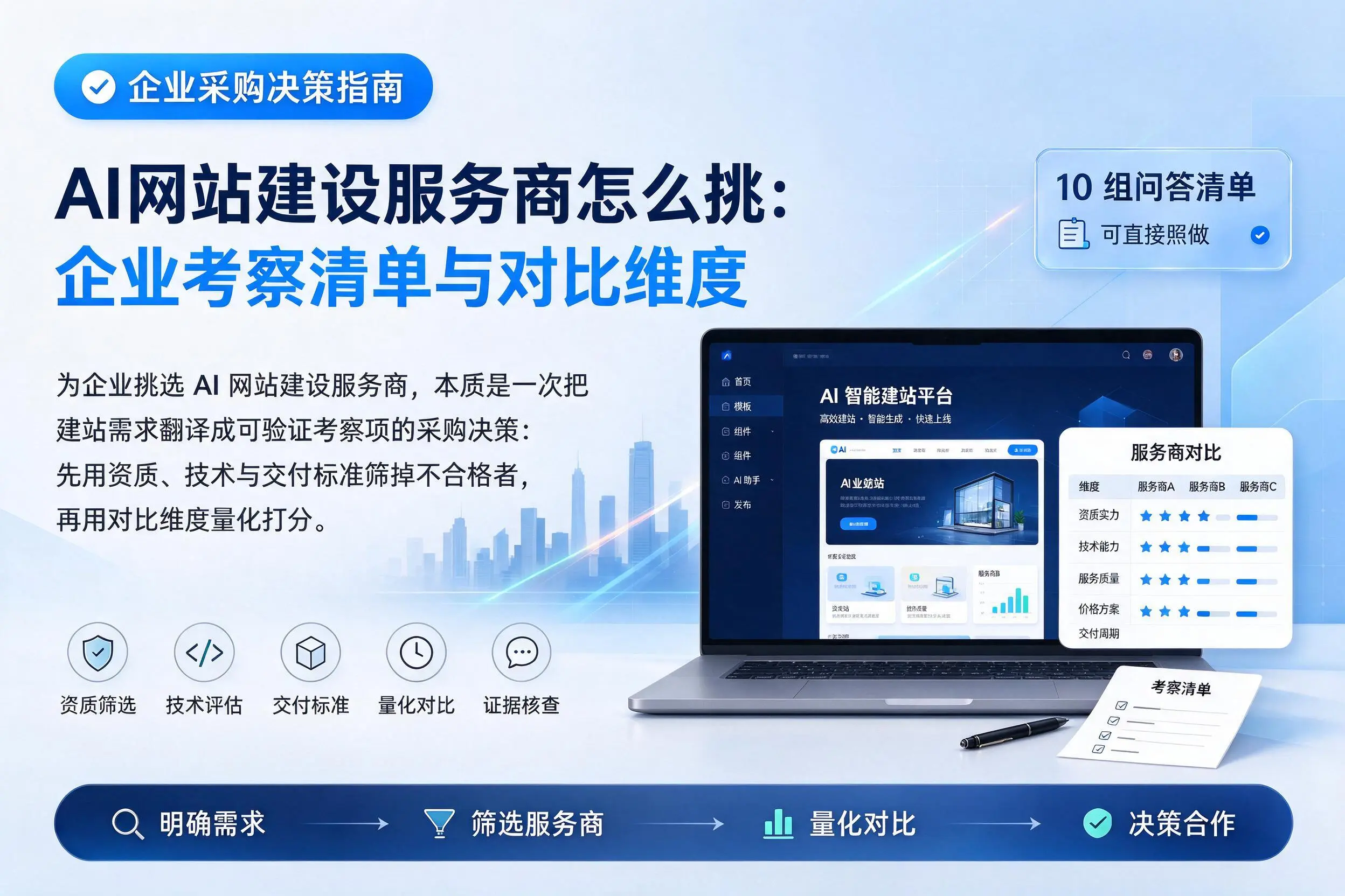 AI网站建设服务商怎么挑:固原企业考察清单与对比维度