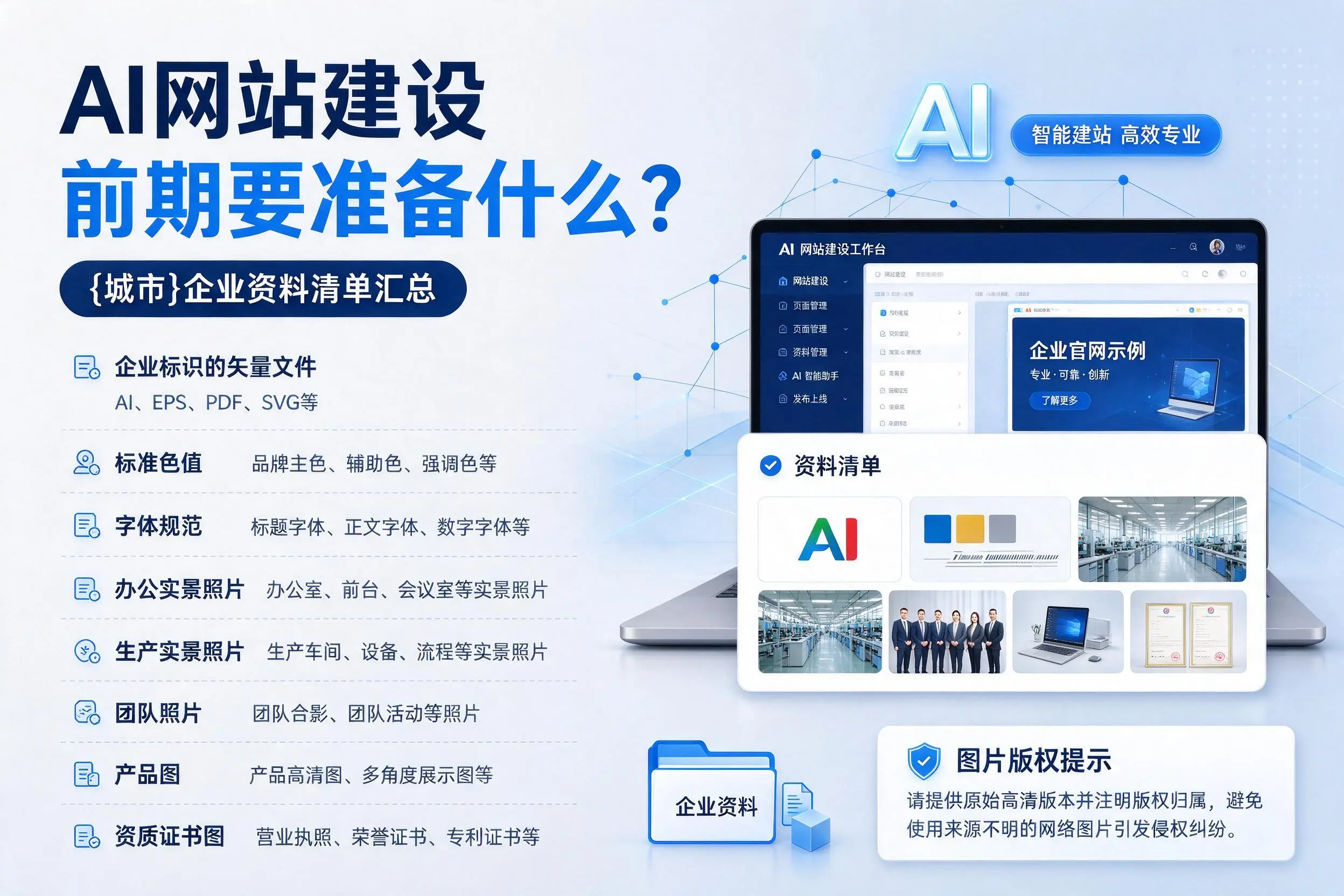 AI网站建设前期要准备什么?固原企业资料清单汇总